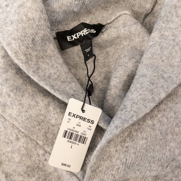 Express Men’s Shawl Collar Sweater | Classic Gray | Size L | NWT - Picture 5 of 5